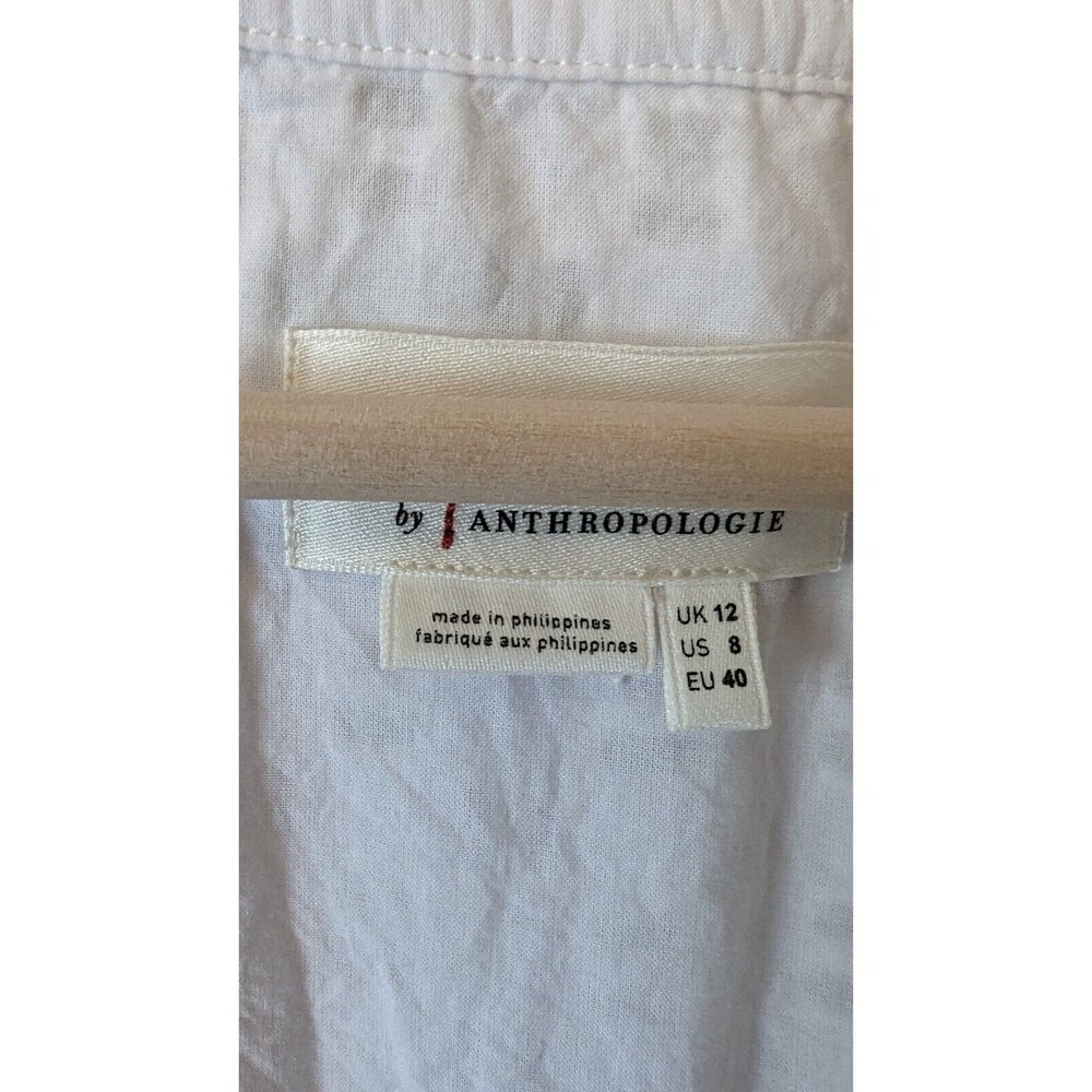 Anthropologie Women’s Eyelet Romper White Button Front Missing Belt - Picture 5 of 7